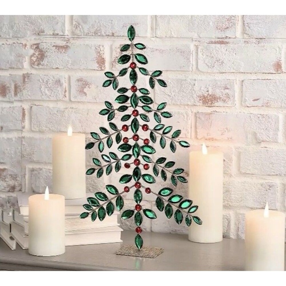 18" Faceted Jewel Tree by Valerie - Red And Green